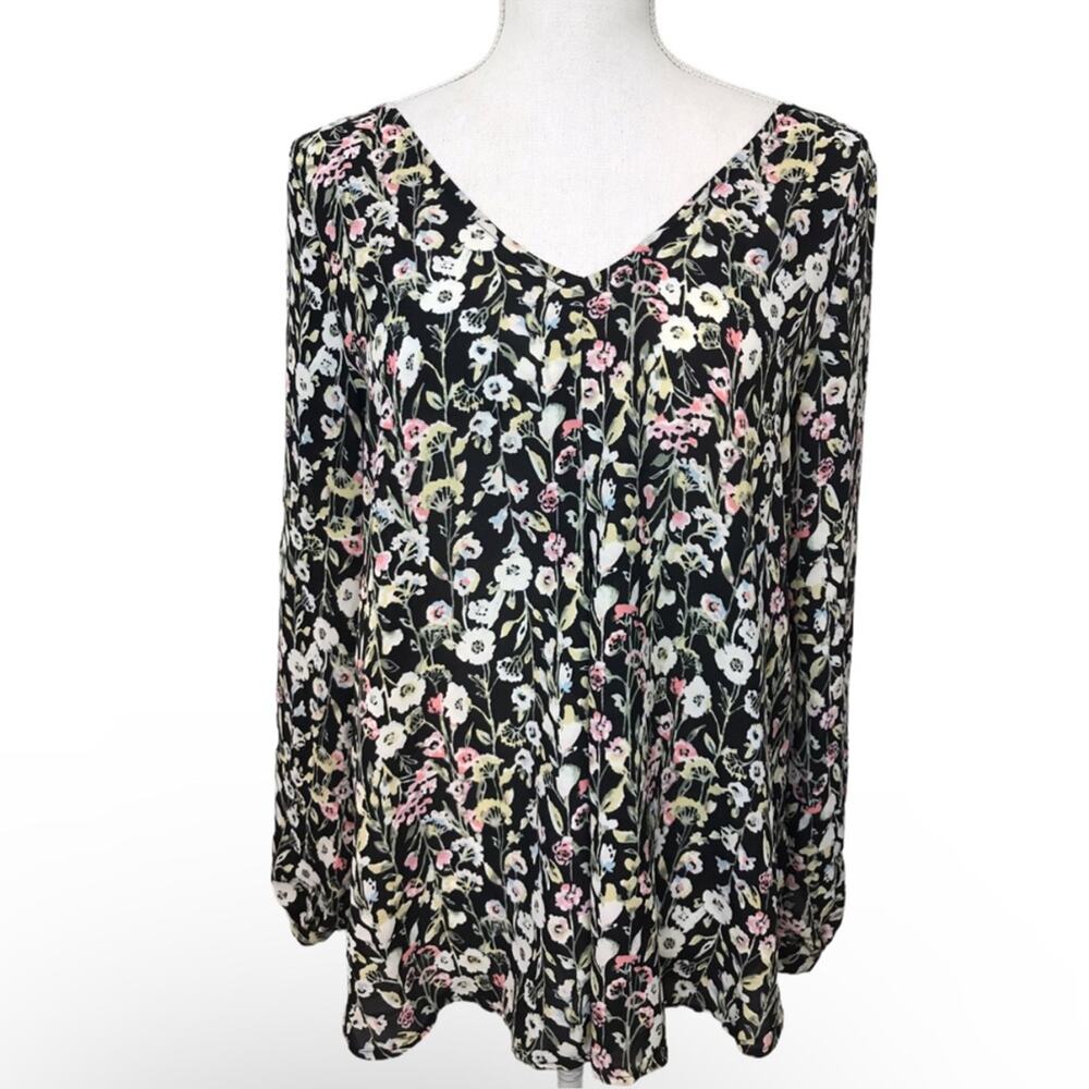 LC Lauren Conrad Floral Tunic top long sleeves New - Picture 9 of 12